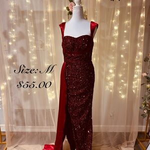 Glamorous Scarlet Sequin Prom Dress